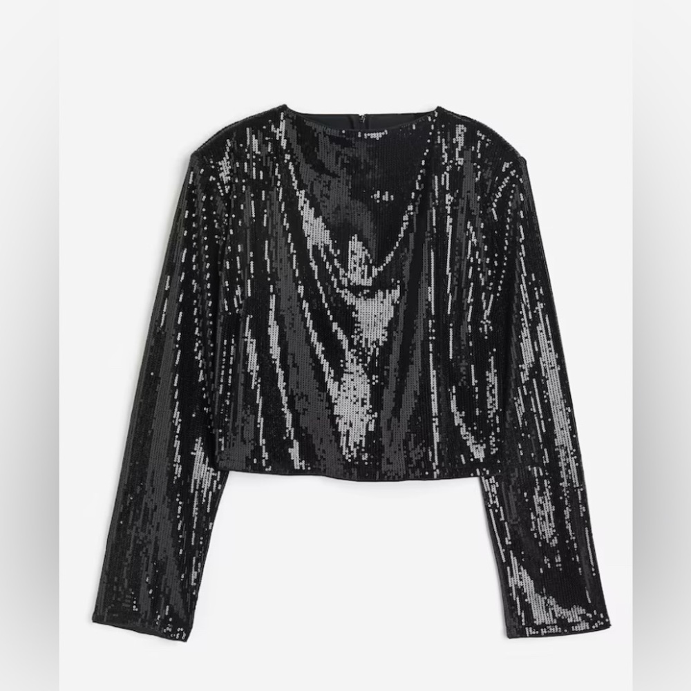 H&M black sequin blouse size small